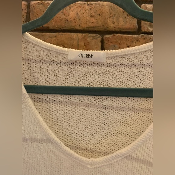 NWOT Cherish White and Purple Stripped Top S - Picture 2 of 5